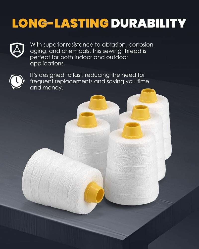Hanchen Heavy-Duty Sewing Thread Spool, 6-Stranded Chemical Fiber Sealing Industrial Packing Synthetic Fiber Stitching Thread Spool for Bag Sewing Closing Machine, Pack of 6 Roll - Image 3